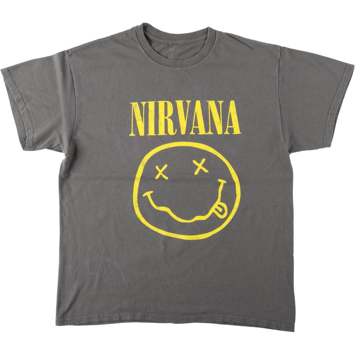NIRVANA Nirvana Band T-shirt, Band T, Men's L size cotton Charcoal Vintage Second Hand