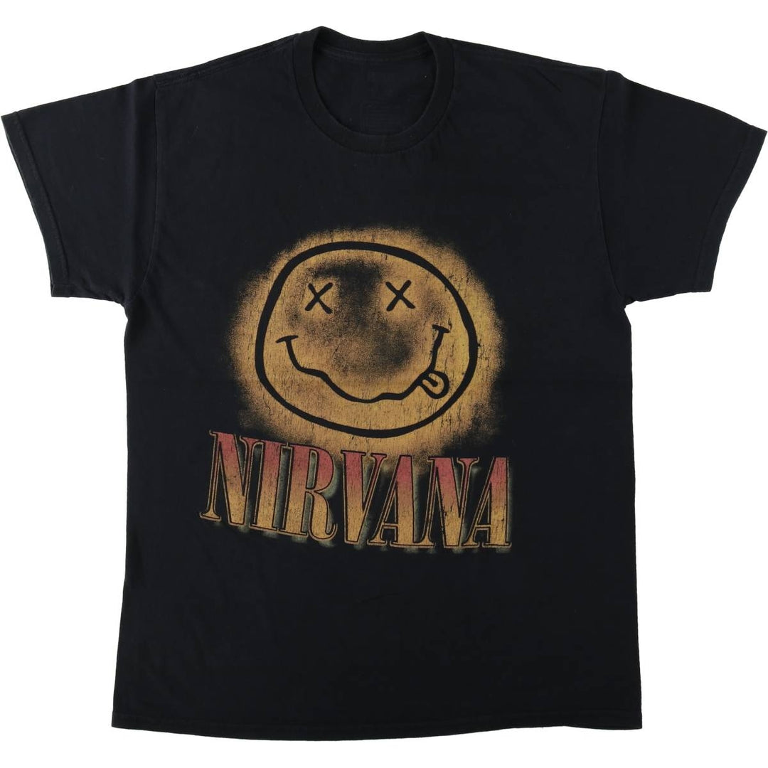 NIRVANA Nirvana Band T-shirt, Band T, Men's M size cotton black type Vintage Second Hand