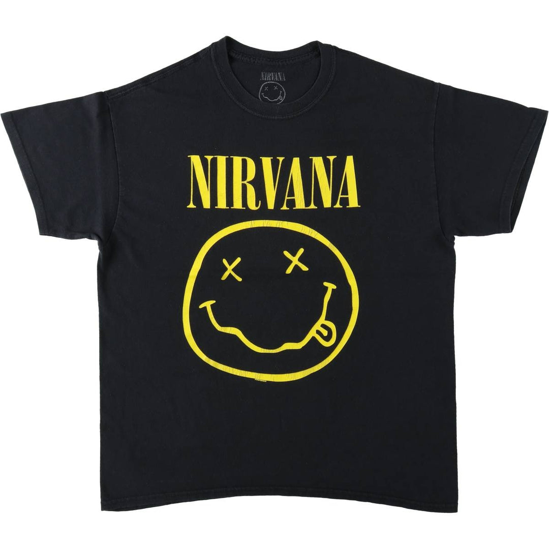 NIRVANA Nirvana Band T-shirt, Band T, Men's L size cotton black type Vintage Second Hand