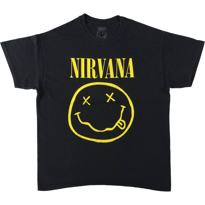 NIRVANA Nirvana Band T-shirt, Band T, Men's L size cotton black type Vintage Second Hand
