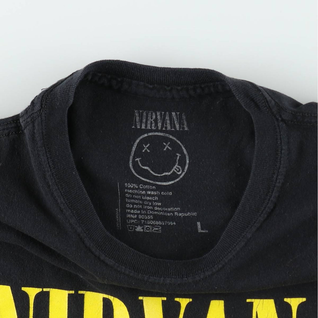 NIRVANA Nirvana Band T-shirt, Band T, Men's L size cotton black type Vintage Second Hand