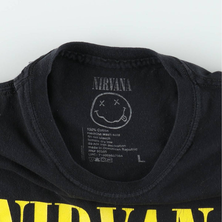 NIRVANA Nirvana Band T-shirt, Band T, Men's L size cotton black type Vintage Second Hand