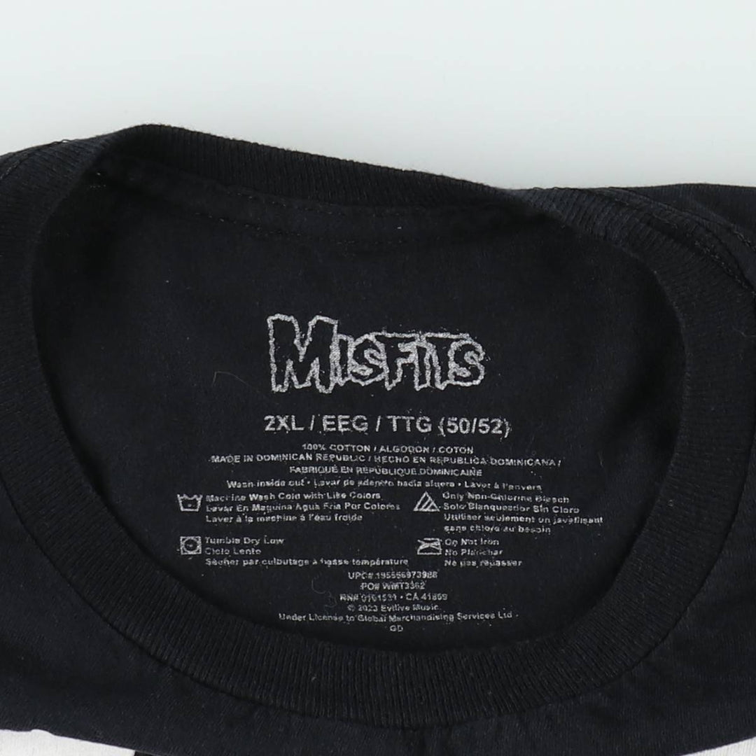 MISFITS Skull Pattern Band T-Shirt (Men's XXL equivalent) cotton black type Vintage Second Hand