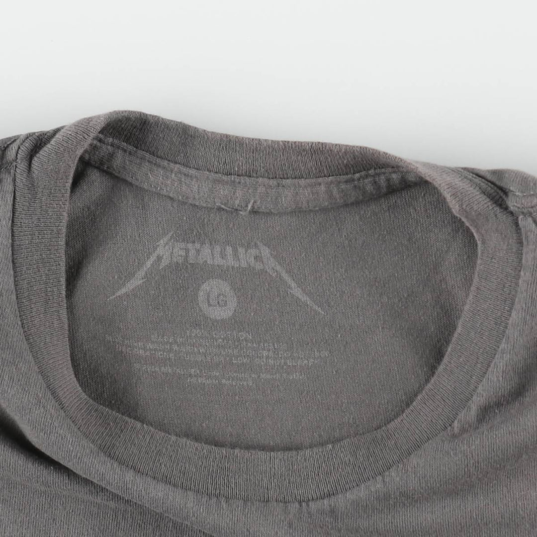 METALLICA Skull Pattern Band T-shirt Band Tee Men's L size cotton gray type Vintage Second Hand