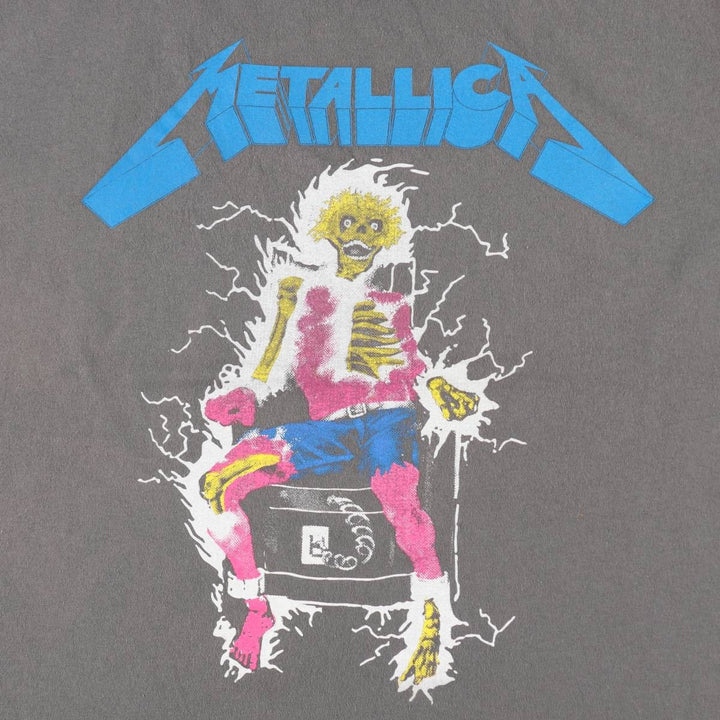 METALLICA Skull Pattern Band T-shirt Band Tee Men's L size cotton gray type Vintage Second Hand
