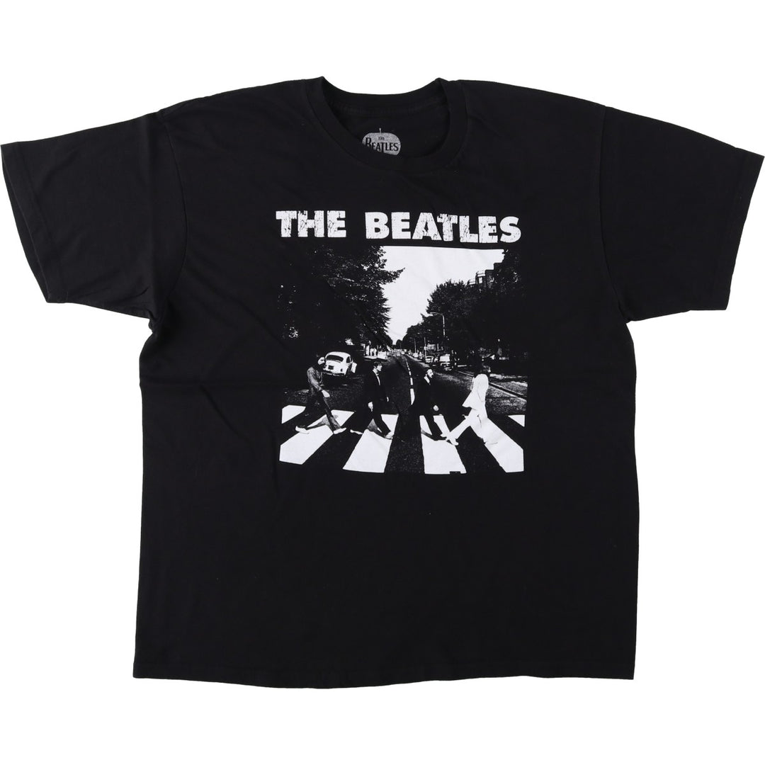 THE BEATLES Band T-shirt, Men's L size cotton black type Vintage Second Hand