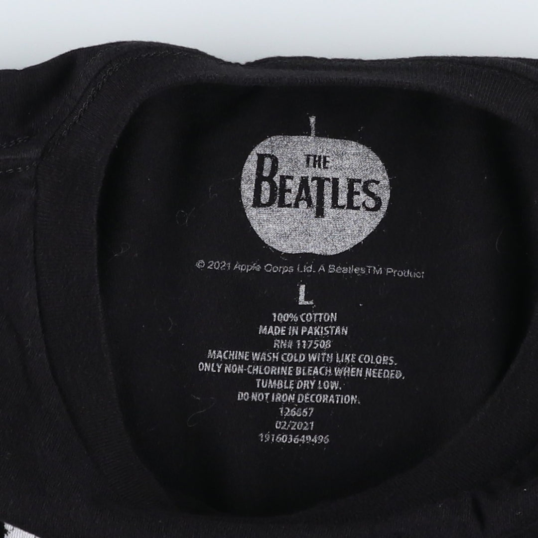 THE BEATLES Band T-shirt, Men's L size cotton black type Vintage Second Hand