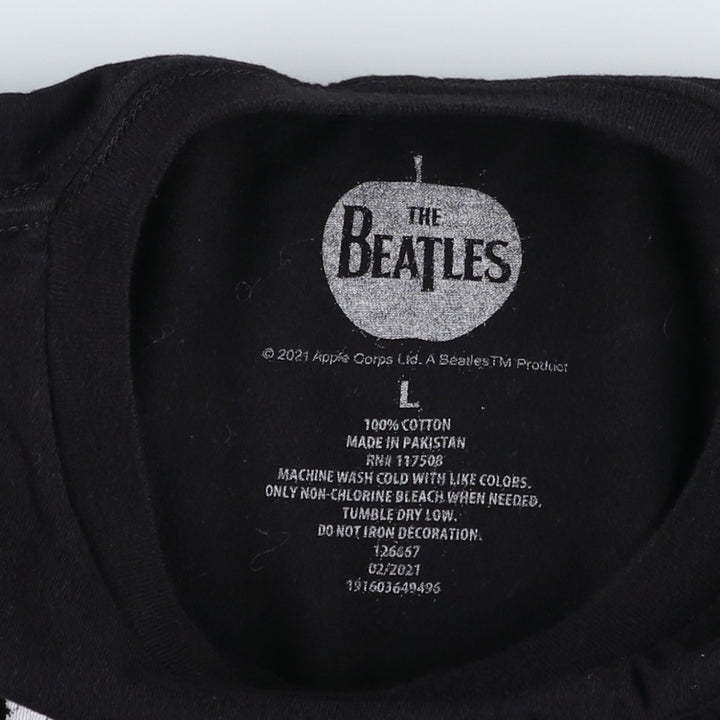 THE BEATLES Band T-shirt, Men's L size cotton black type Vintage Second Hand