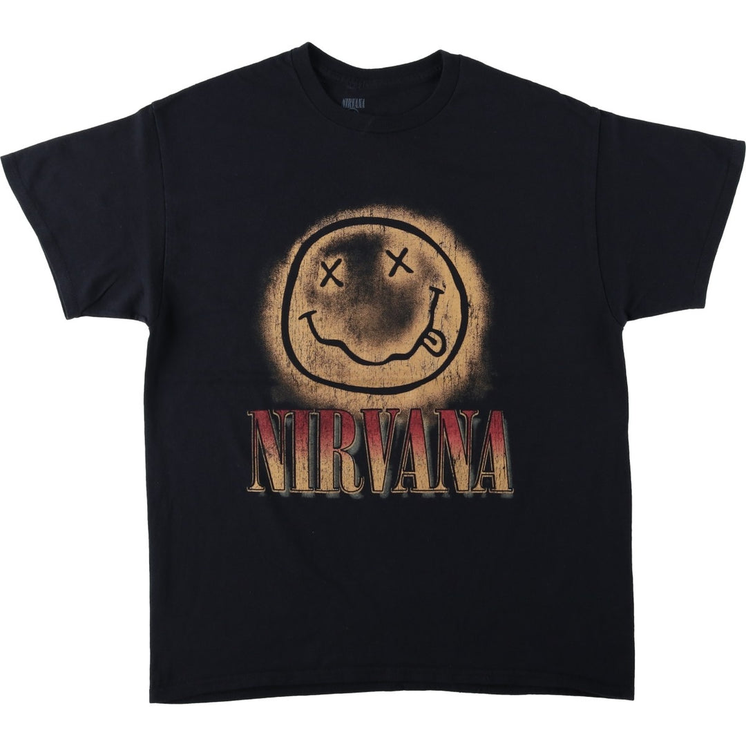NIRVANA Nirvana Band T-shirt, Band T, Men's L size cotton black type Vintage Second Hand