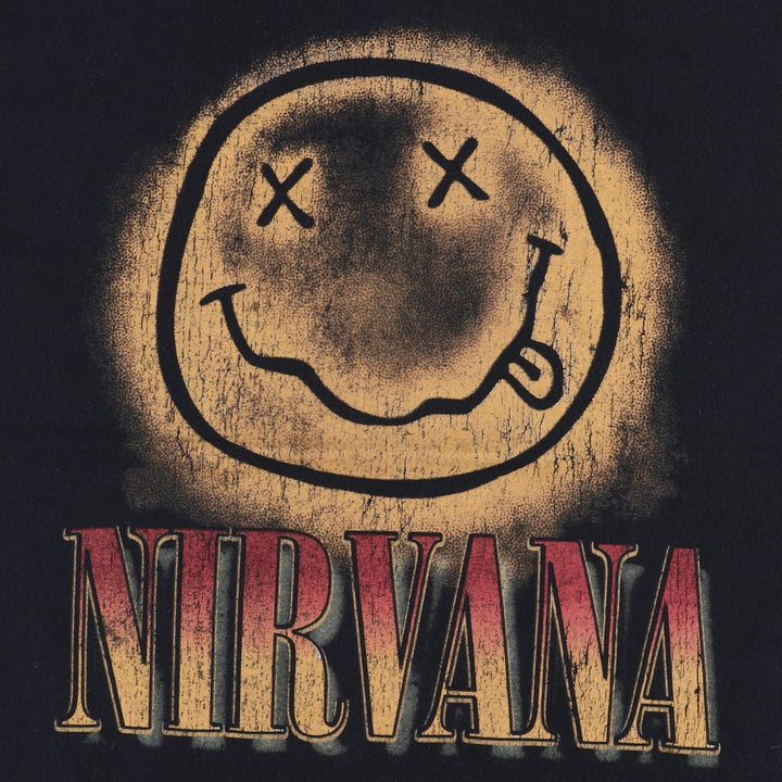 NIRVANA Nirvana Band T-shirt, Band T, Men's L size cotton black type Vintage Second Hand