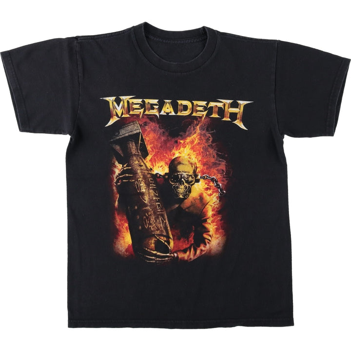 MEGADETH Skull Pattern Band T-shirt Band Tee Men's L size unclear black type Vintage Second Hand