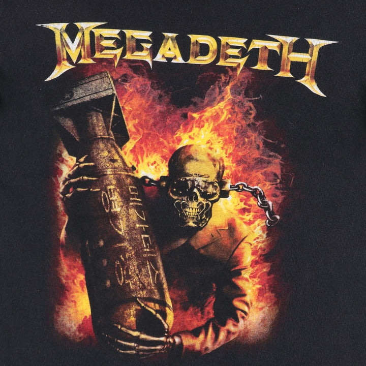 MEGADETH Skull Pattern Band T-shirt Band Tee Men's L size unclear black type Vintage Second Hand