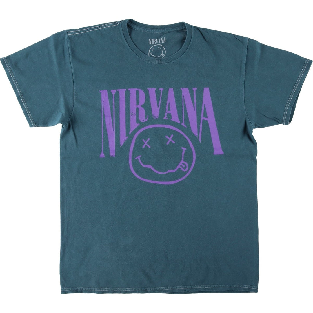 NIRVANA Nirvana Band T-shirt Band T Men's S size cotton blue type Vintage Second Hand