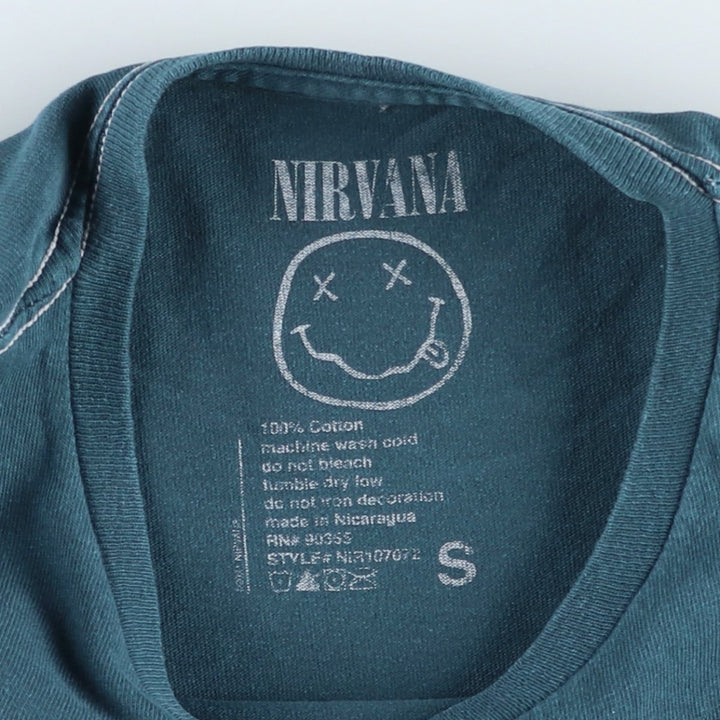 NIRVANA Nirvana Band T-shirt Band T Men's S size cotton blue type Vintage Second Hand