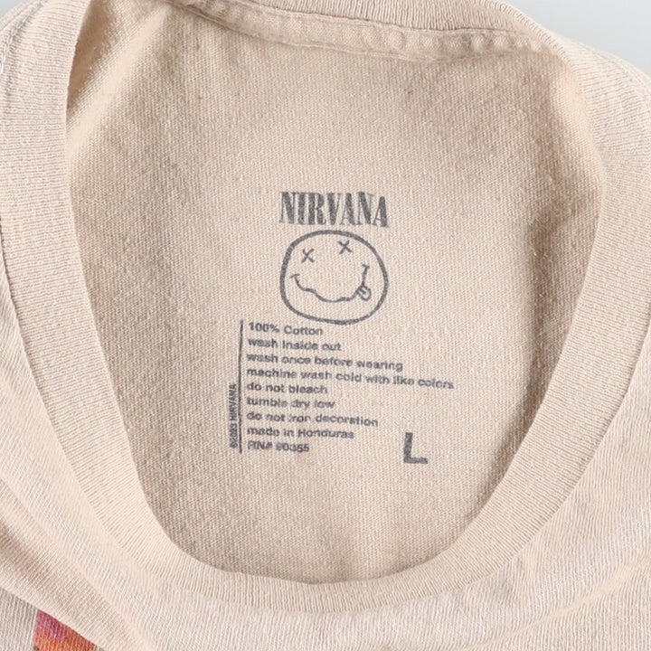 NIRVANA Nirvana Band T-shirt, Band T, Men's L size cotton Beige type Vintage Second Hand