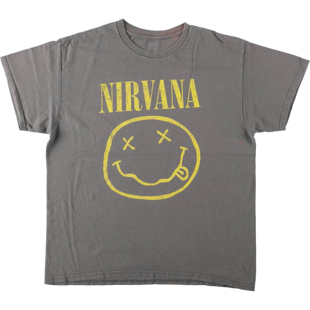 NIRVANA Nirvana Band T-shirt, Band T, Men's L size cotton gray type Vintage Second Hand