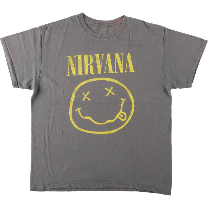 NIRVANA Nirvana Band T-shirt, Band T, Men's L size cotton gray type Vintage Second Hand