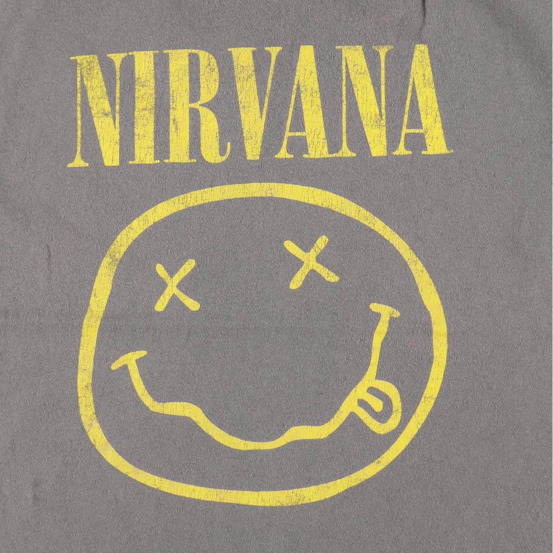 NIRVANA Nirvana Band T-shirt, Band T, Men's L size cotton gray type Vintage Second Hand