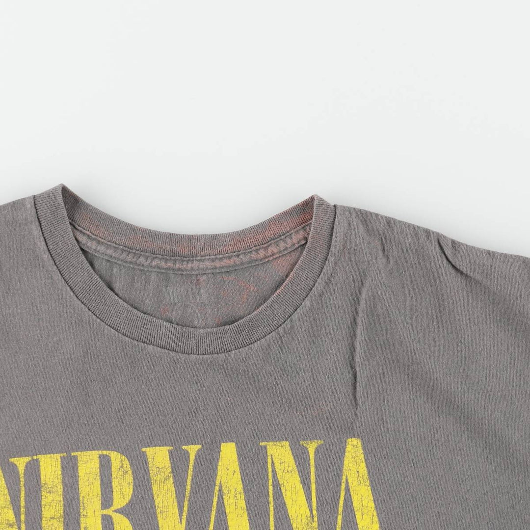 NIRVANA Nirvana Band T-shirt, Band T, Men's L size cotton gray type Vintage Second Hand