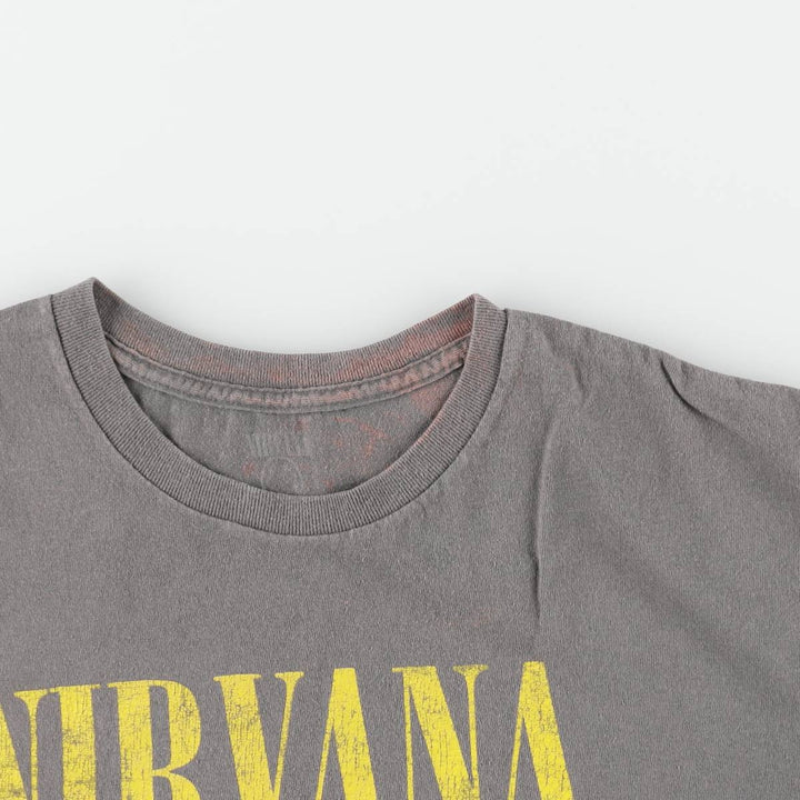 NIRVANA Nirvana Band T-shirt, Band T, Men's L size cotton gray type Vintage Second Hand