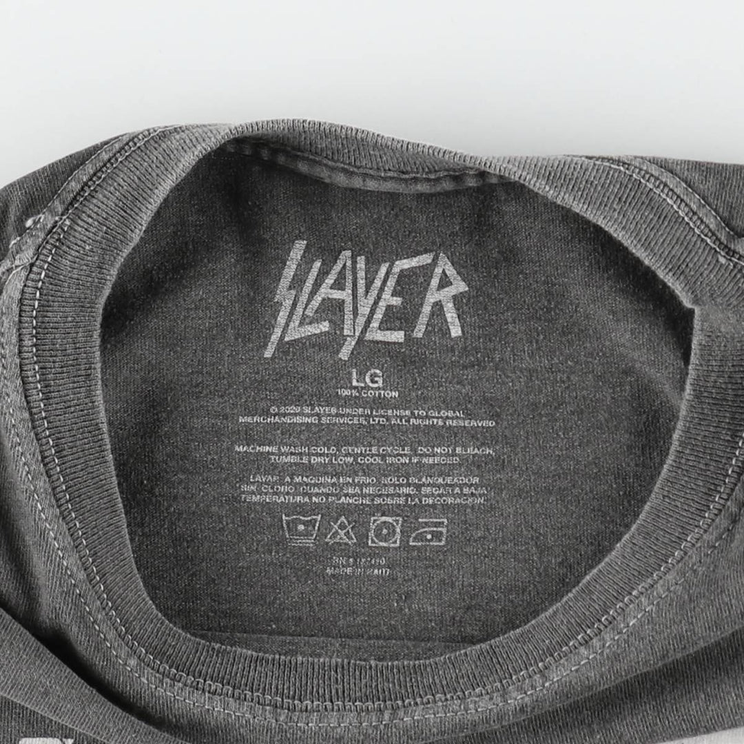 SLAYER Band T-shirt, Men's L size cotton gray type Vintage Second Hand