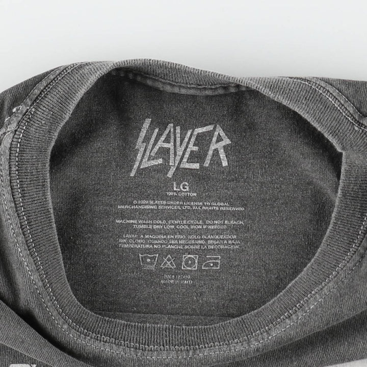 SLAYER Band T-shirt, Men's L size cotton gray type Vintage Second Hand