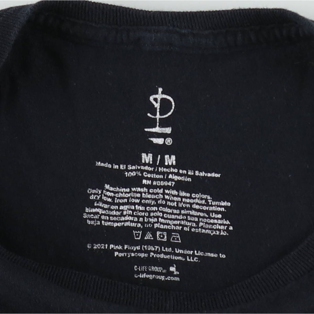 PINK FLOYD Pink Floyd Band T-shirt Band T Men's M size cotton black type Vintage Second Hand