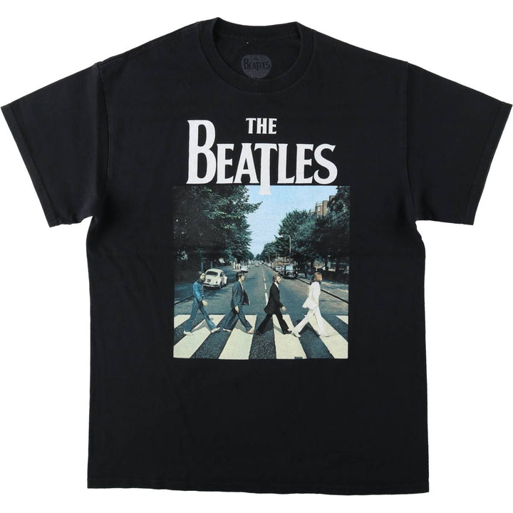 THE BEATLES Band T-shirt, Men's M size unclear black type Vintage Second Hand