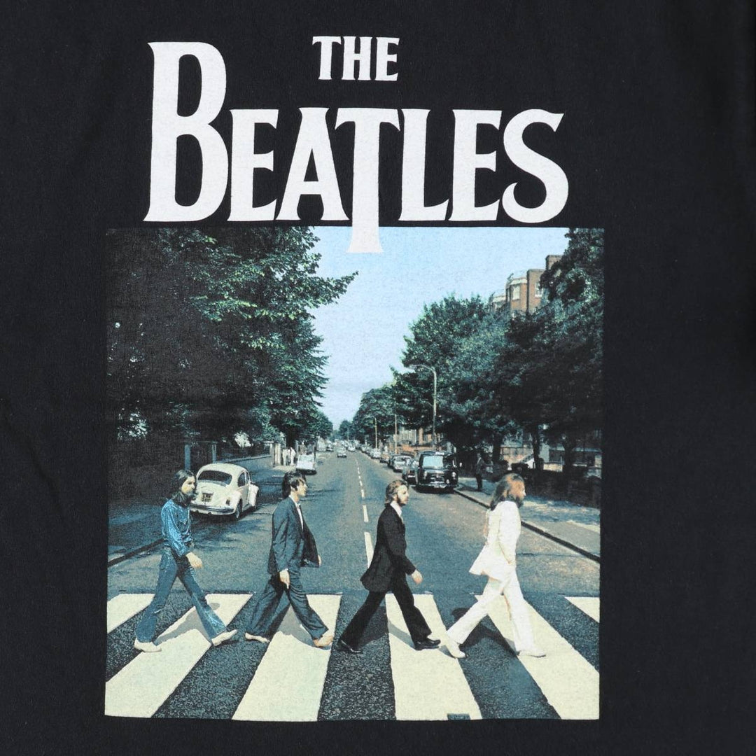 THE BEATLES Band T-shirt, Men's M size unclear black type Vintage Second Hand