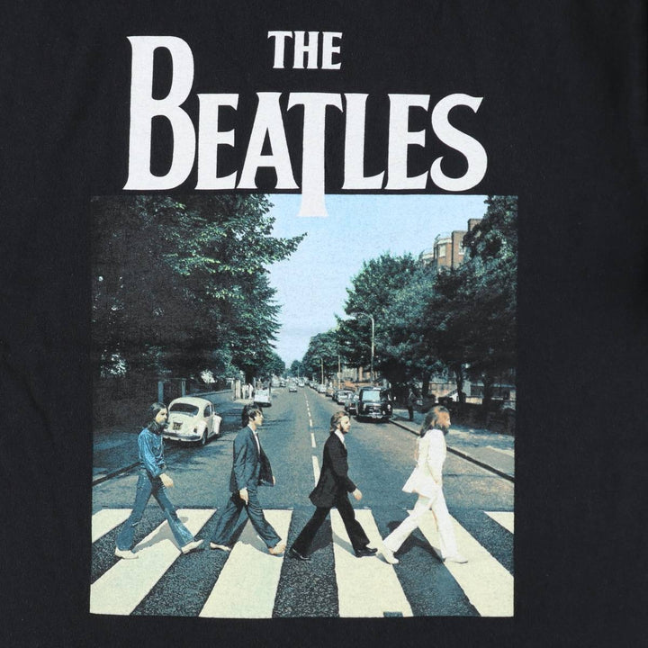 THE BEATLES Band T-shirt, Men's M size unclear black type Vintage Second Hand