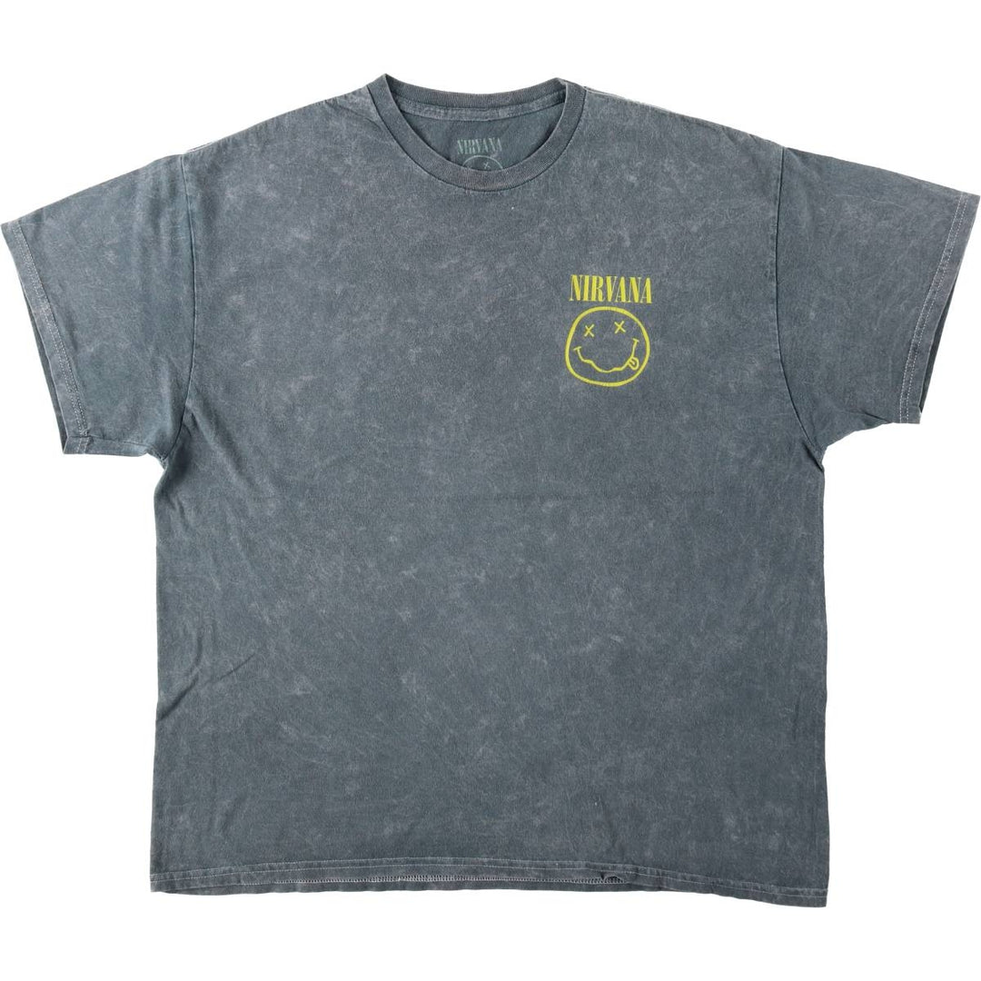 NIRVANA Nirvana Band T-shirt, Band T, Men's XL size cotton navy blue type Vintage Second Hand
