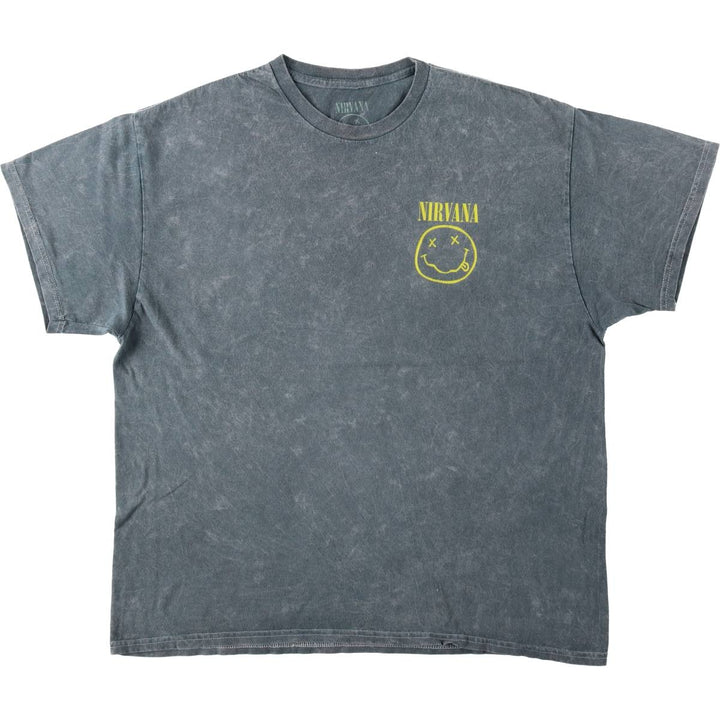 NIRVANA Nirvana Band T-shirt, Band T, Men's XL size cotton navy blue type Vintage Second Hand