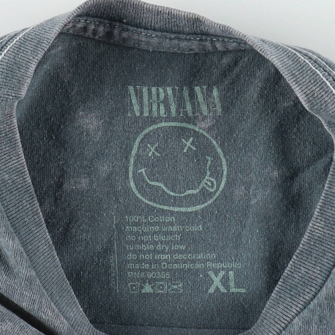 NIRVANA Nirvana Band T-shirt, Band T, Men's XL size cotton navy blue type Vintage Second Hand