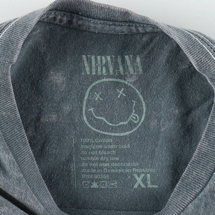 NIRVANA Nirvana Band T-shirt, Band T, Men's XL size cotton navy blue type Vintage Second Hand