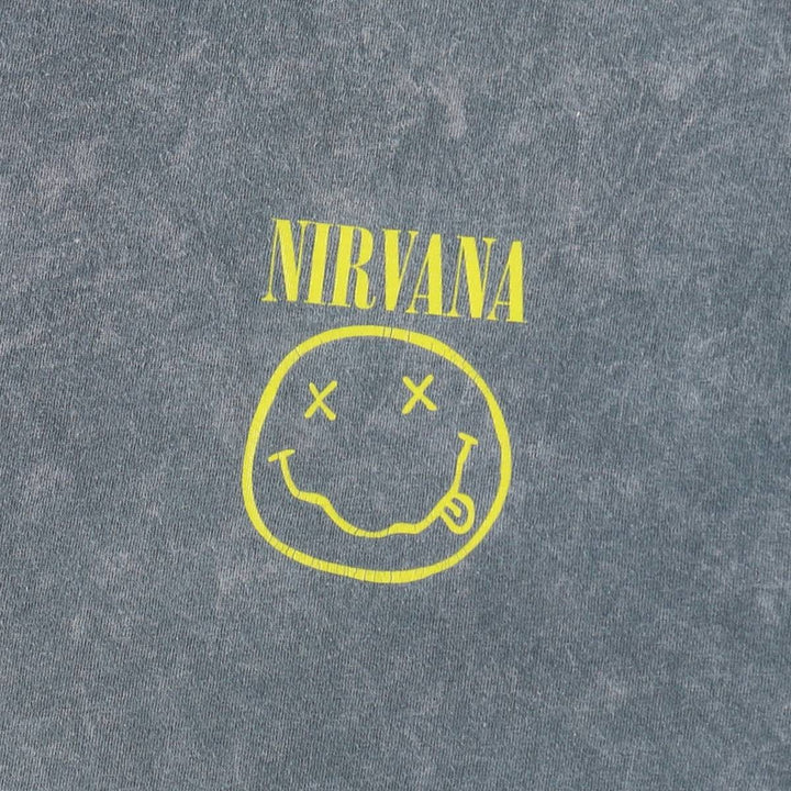NIRVANA Nirvana Band T-shirt, Band T, Men's XL size cotton navy blue type Vintage Second Hand