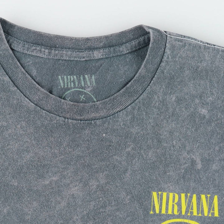 NIRVANA Nirvana Band T-shirt, Band T, Men's XL size cotton navy blue type Vintage Second Hand