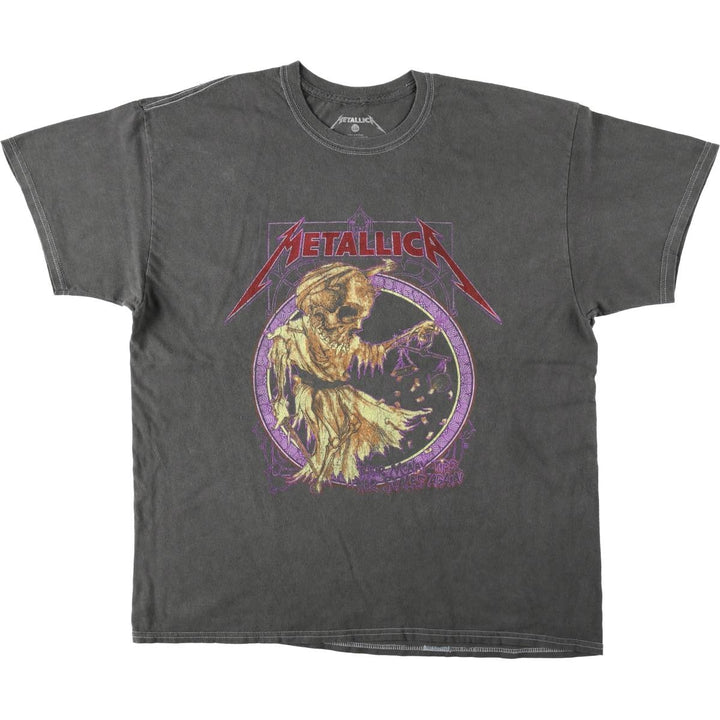 METALLICA Skull Pattern Band T-shirt Band Tee Men's L size cotton gray type Vintage Second Hand