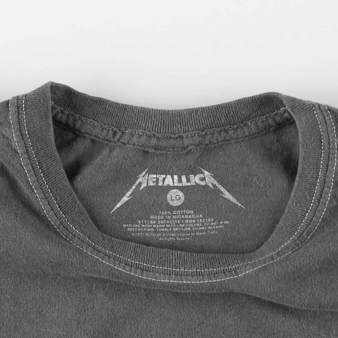 METALLICA Skull Pattern Band T-shirt Band Tee Men's L size cotton gray type Vintage Second Hand