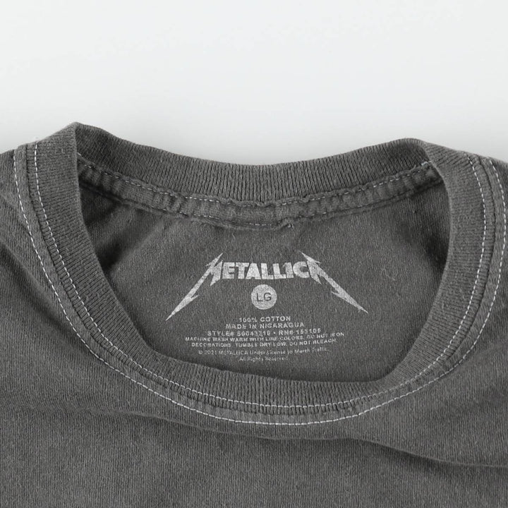 METALLICA Skull Pattern Band T-shirt Band Tee Men's L size cotton gray type Vintage Second Hand