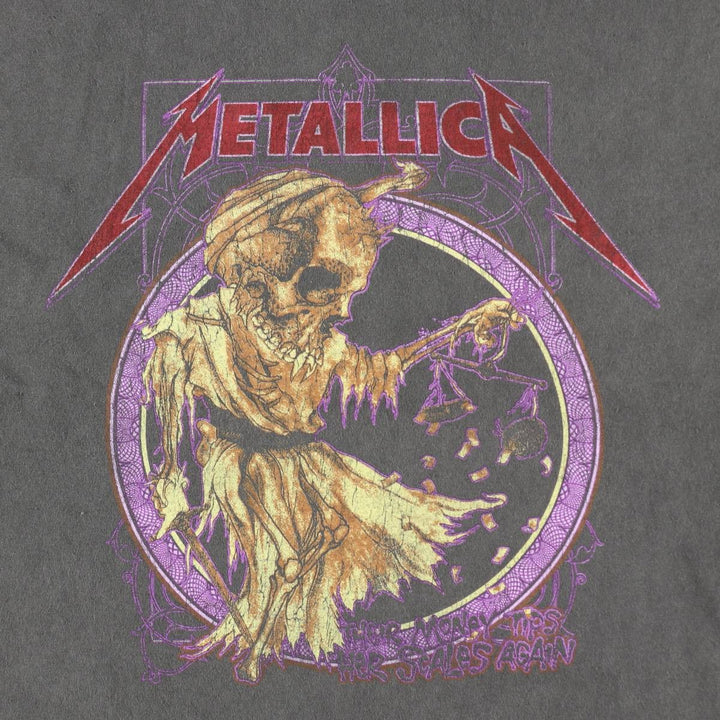 METALLICA Skull Pattern Band T-shirt Band Tee Men's L size cotton gray type Vintage Second Hand