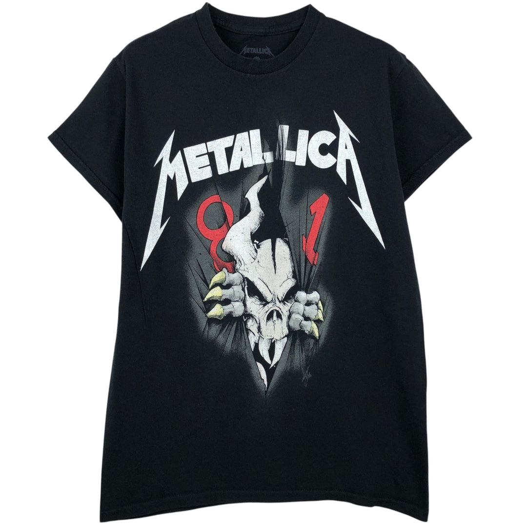 METALLICA Skull Pattern Band T-Shirt, Men's Size Small cotton black type Vintage Second Hand