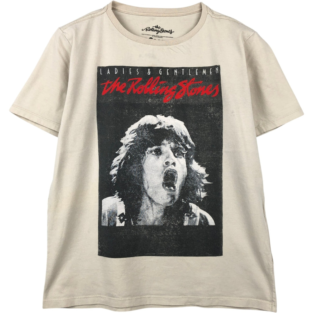 The Rolling Stones Band T-shirt, Men's M size cotton Beige type Vintage Second Hand