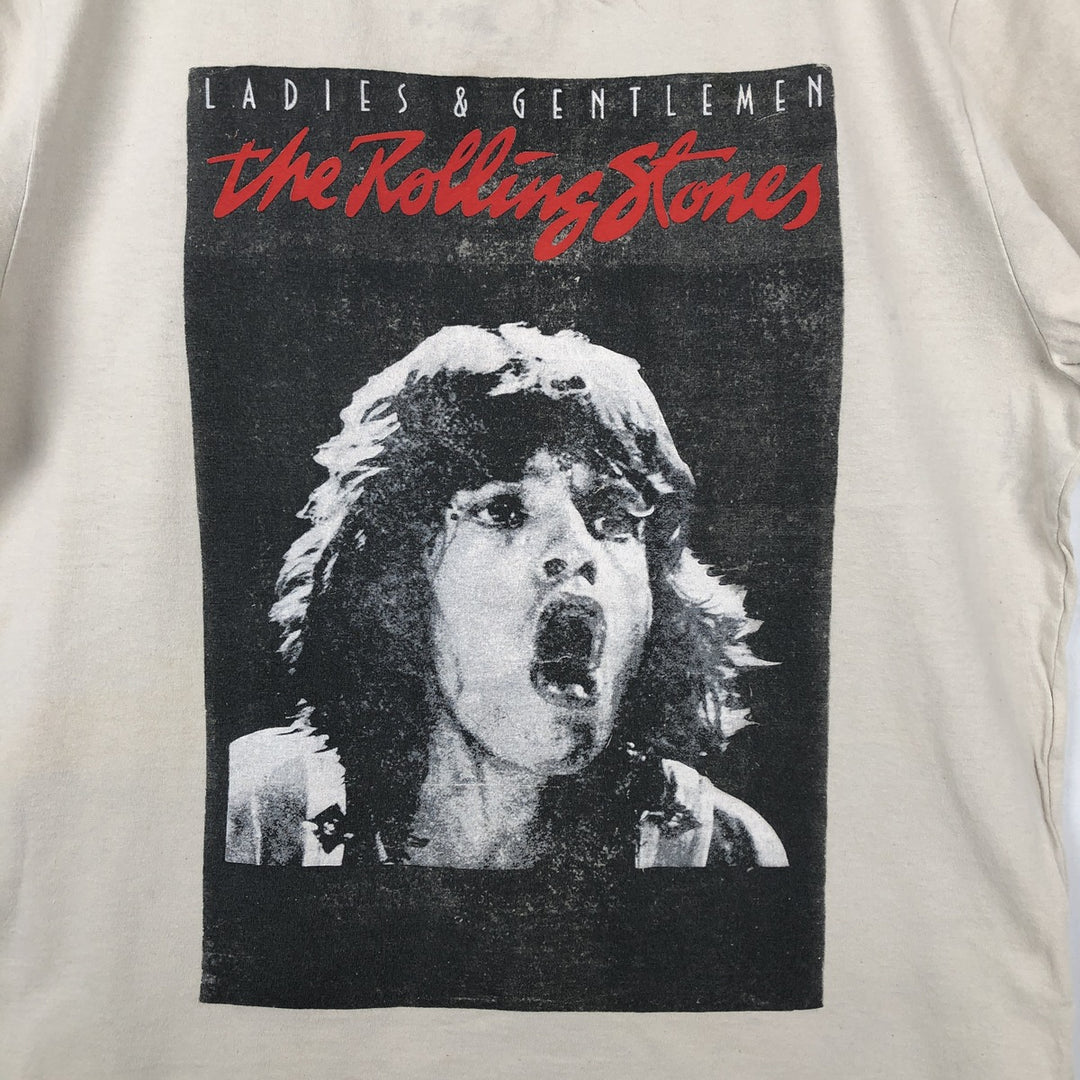 The Rolling Stones Band T-shirt, Men's M size cotton Beige type Vintage Second Hand