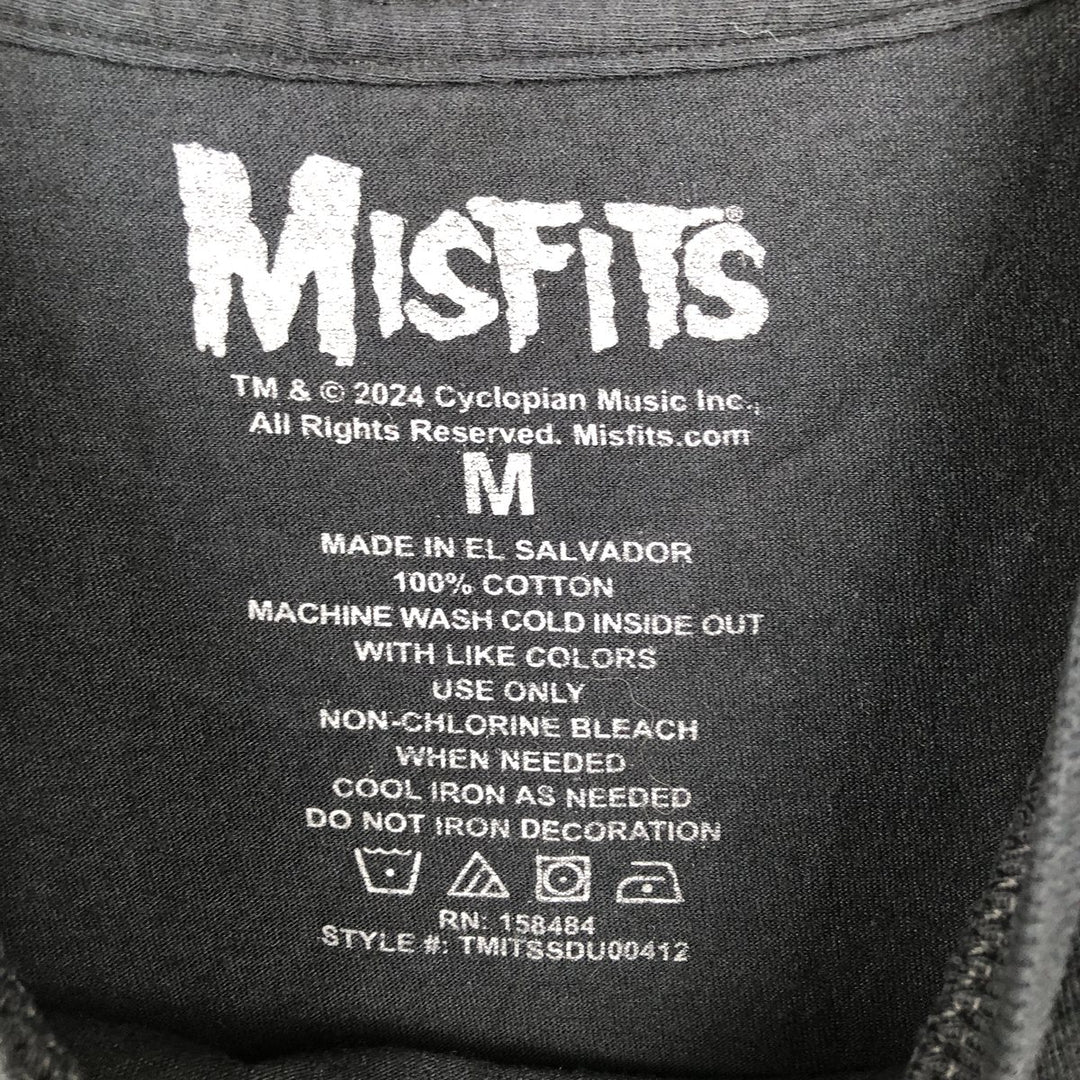 MISFITS Skull Pattern Band T-shirt, Men's M size cotton black type Vintage Second Hand
