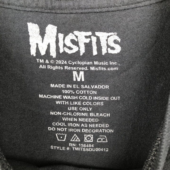 MISFITS Skull Pattern Band T-shirt, Men's M size cotton black type Vintage Second Hand