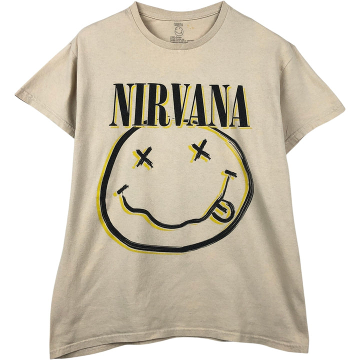 NIRVANA Nirvana Band T-shirt, Band T, Men's M size cotton Beige type Vintage Second Hand