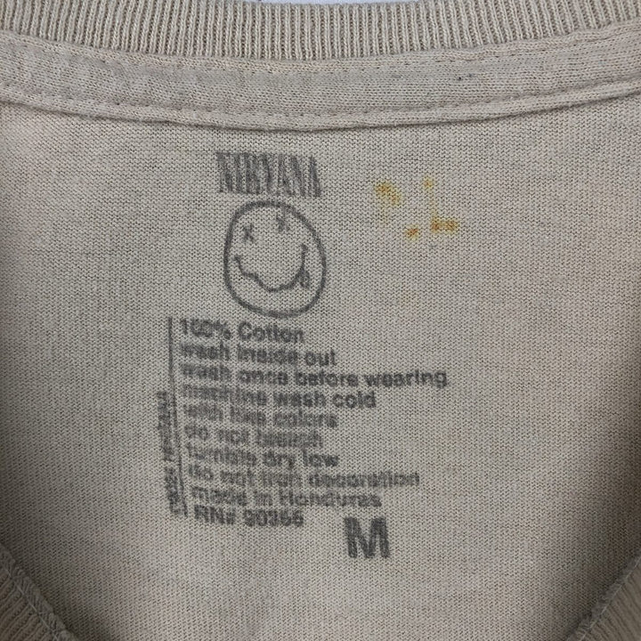 NIRVANA Nirvana Band T-shirt, Band T, Men's M size cotton Beige type Vintage Second Hand