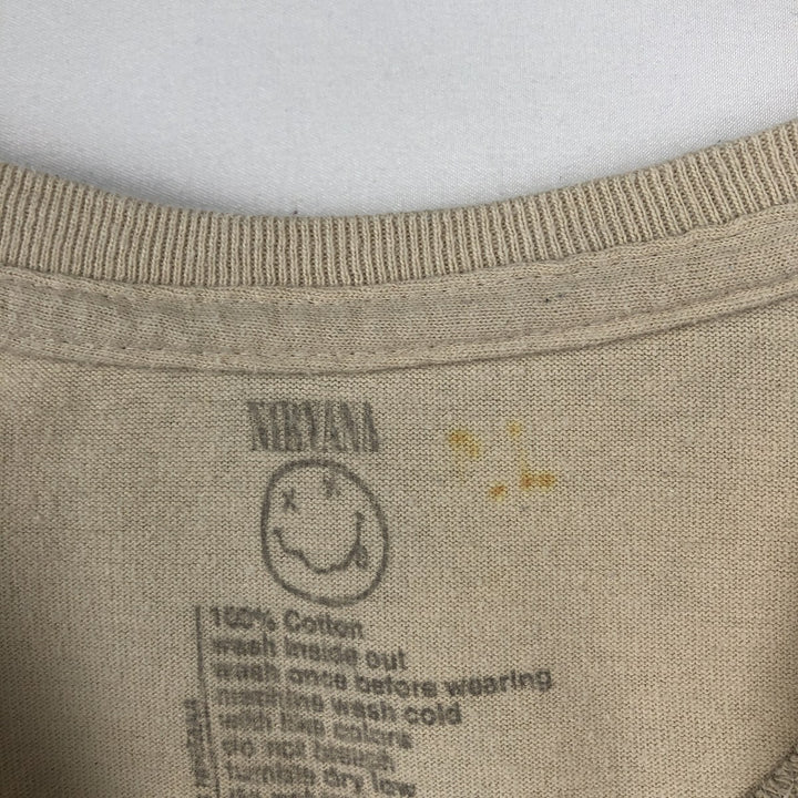 NIRVANA Nirvana Band T-shirt, Band T, Men's M size cotton Beige type Vintage Second Hand