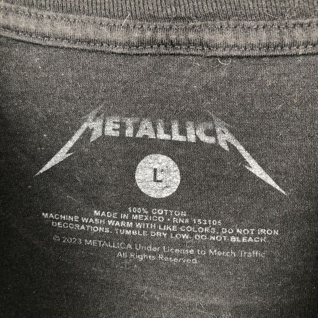 METALLICA Metallica Band T-shirt Band T Men's L size cotton black type Vintage Second Hand