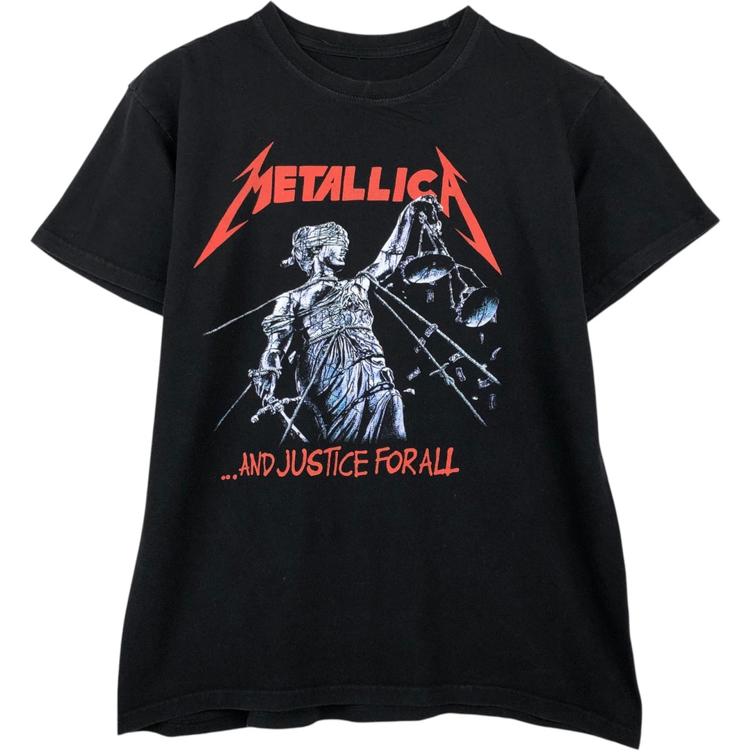 METALLICA Metallica Band T-shirt Band T Men's L size unclear black type Vintage Second Hand